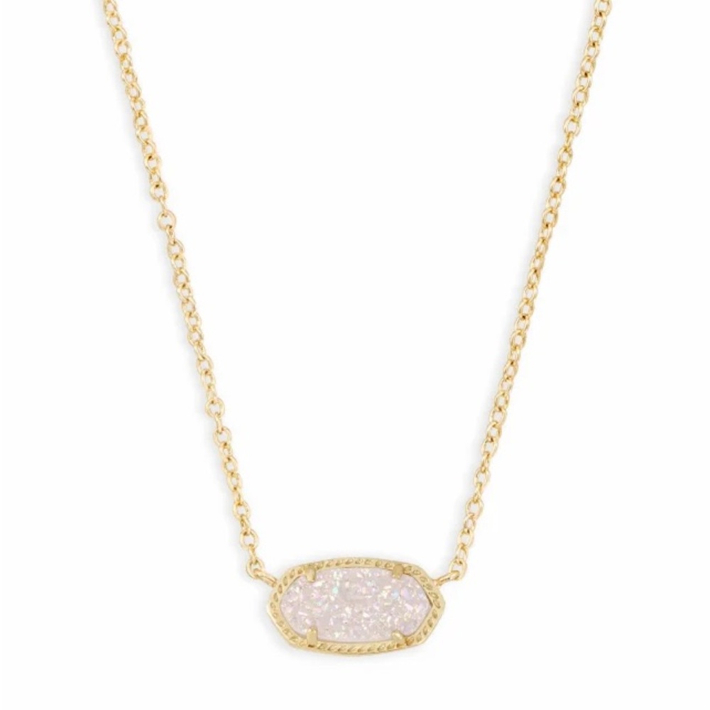 Elisa Gold Pendant Necklace in Iridescent Drusy